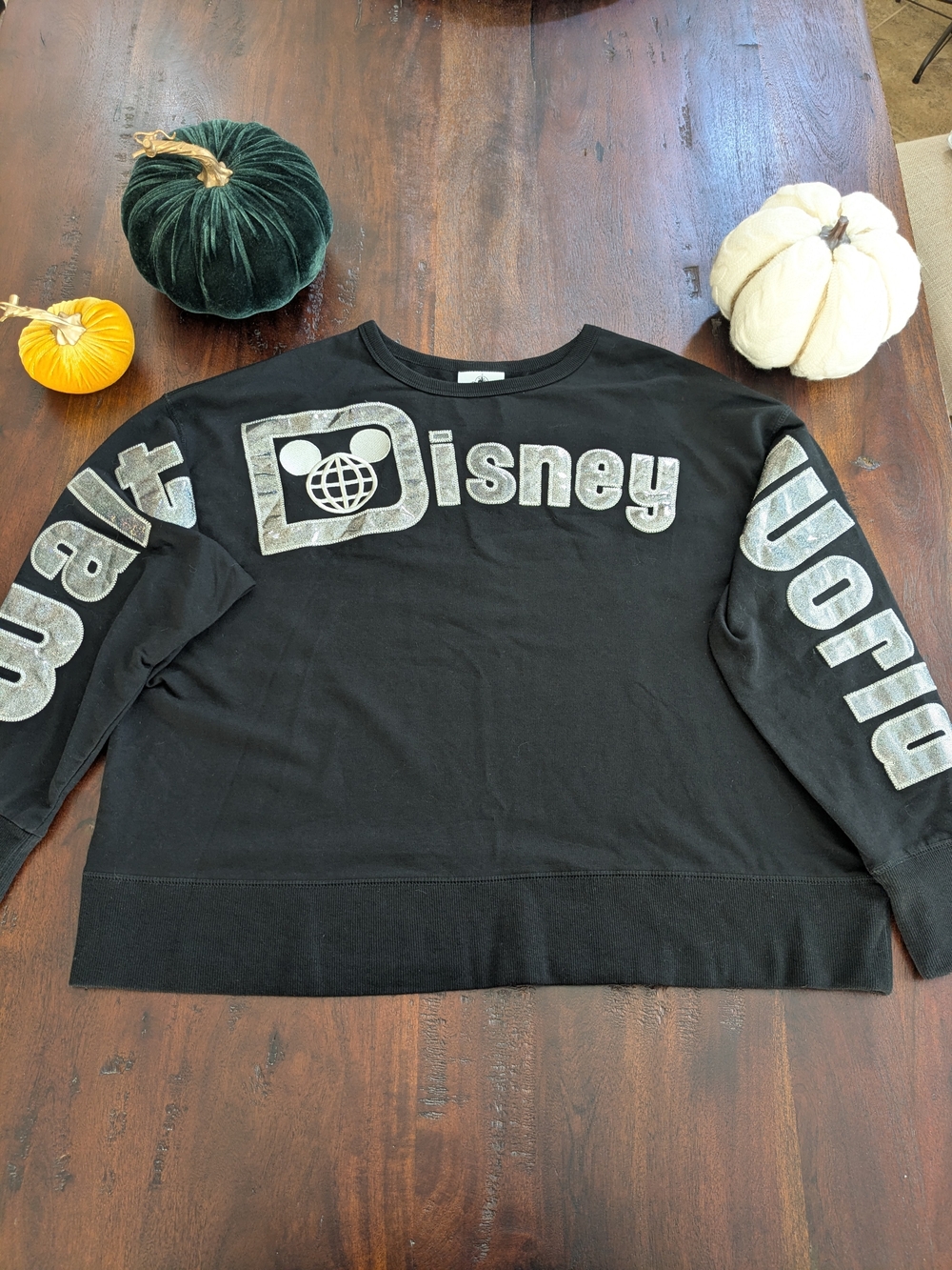 Walt Disney World Holographic Glitter Spirit Jersey Black Sweatshirt